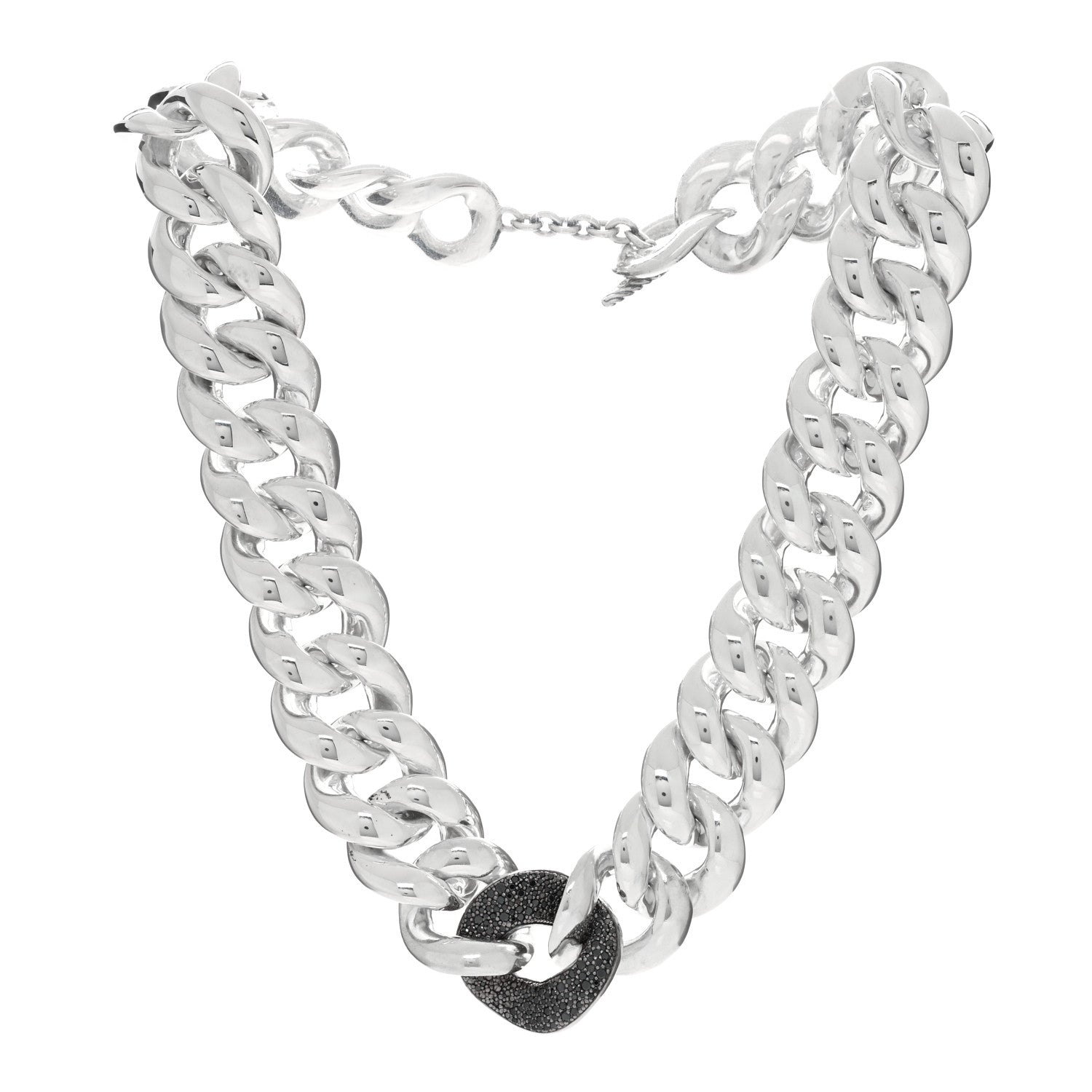 David Yurman Sterling Silver Black Diamond Cordelia Curb Link Necklace 3 of 4