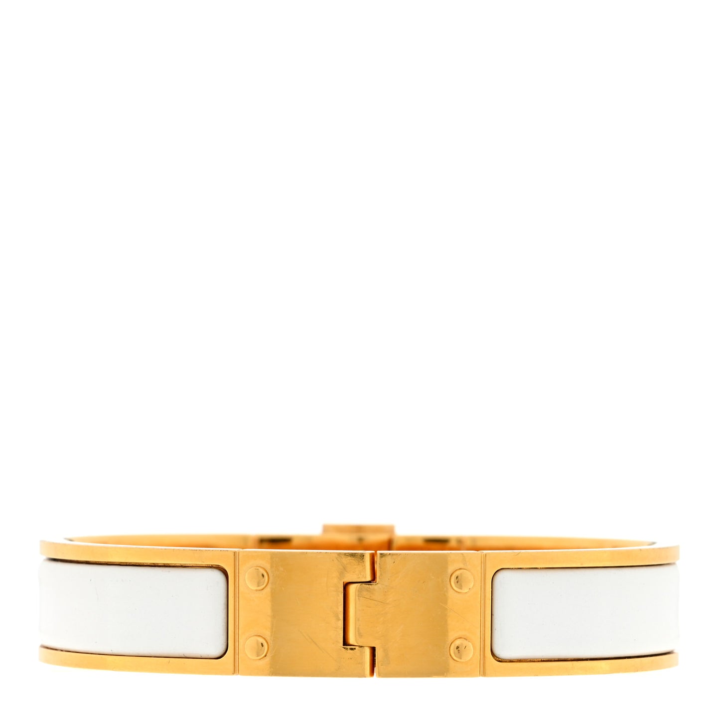 Enamel Charniere Uni Narrow Hinged Bracelet S White