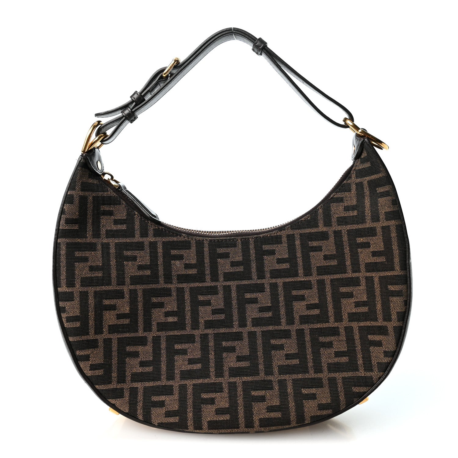 Fendi Fabric Jacquard Vitello Grace FF 1974 Small Fendigraphy Hobo Bag Tobacco Moro Ebano 1 of 9