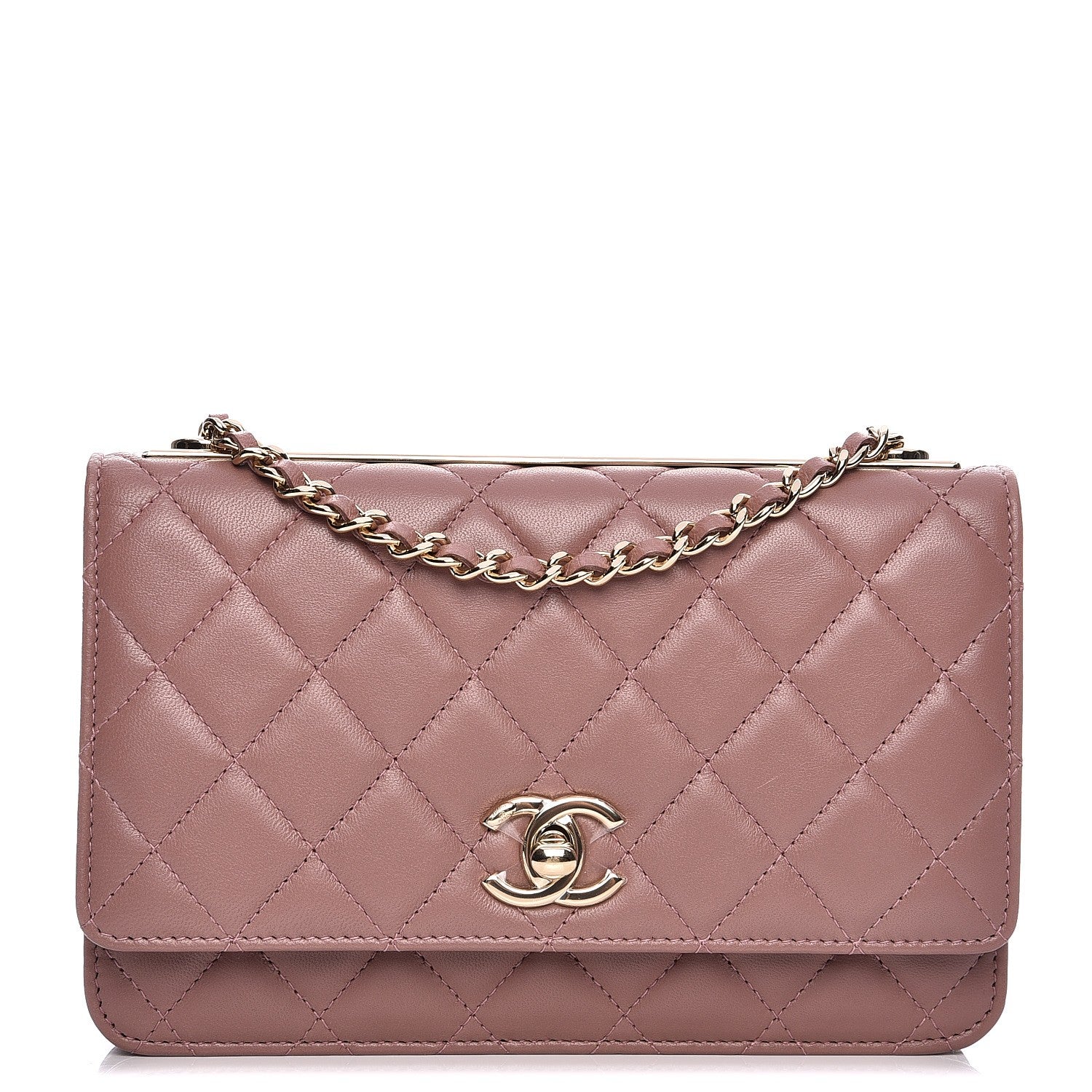 Chanel Lambskin Quilted Trendy CC Wallet On Chain WOC Pink 1 of 11