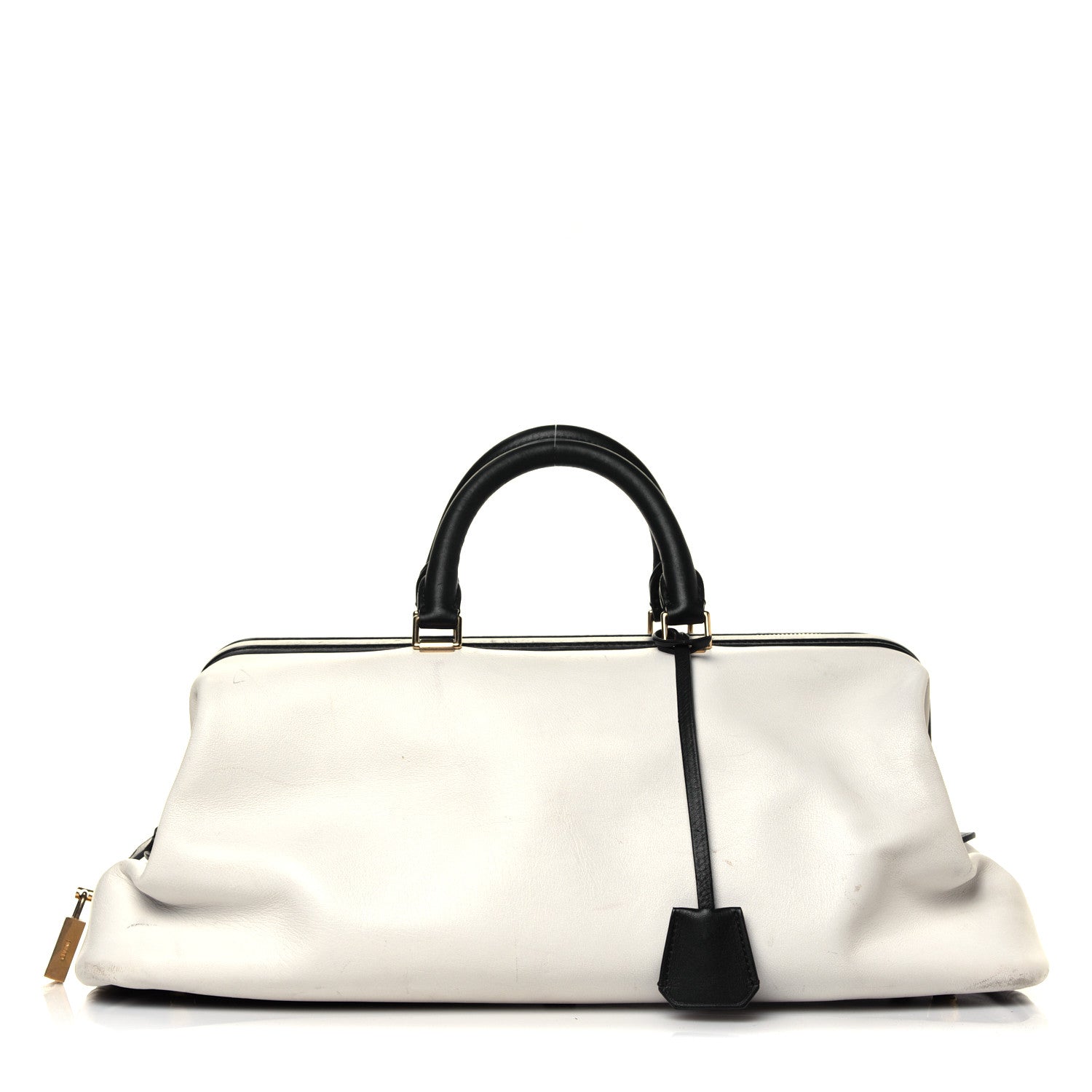 Celine Satin Calfskin Long Frame Doctor Bag Black Cream 1 of 9