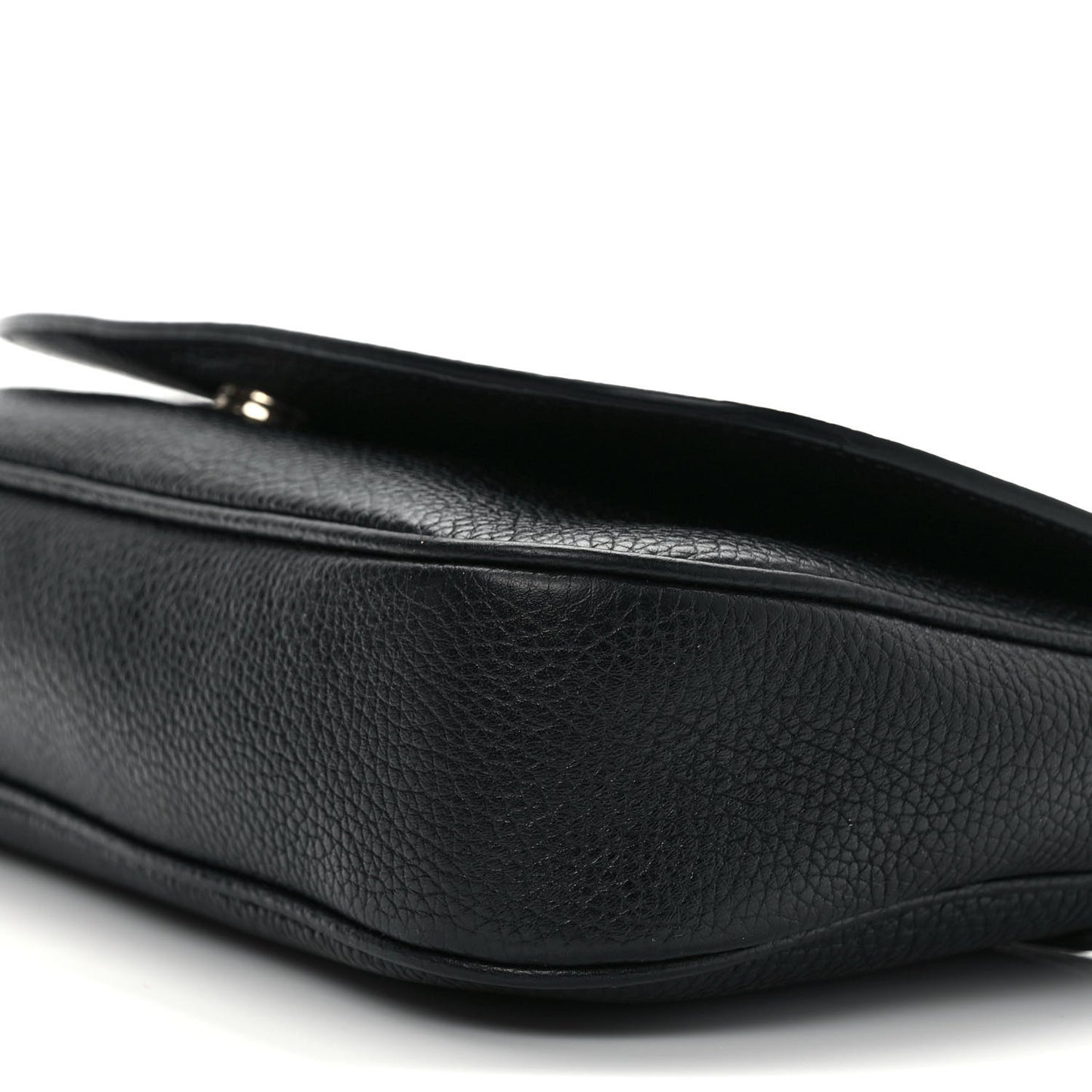 Pebbled Calfskin Medium Soho Flap Crossbody Black