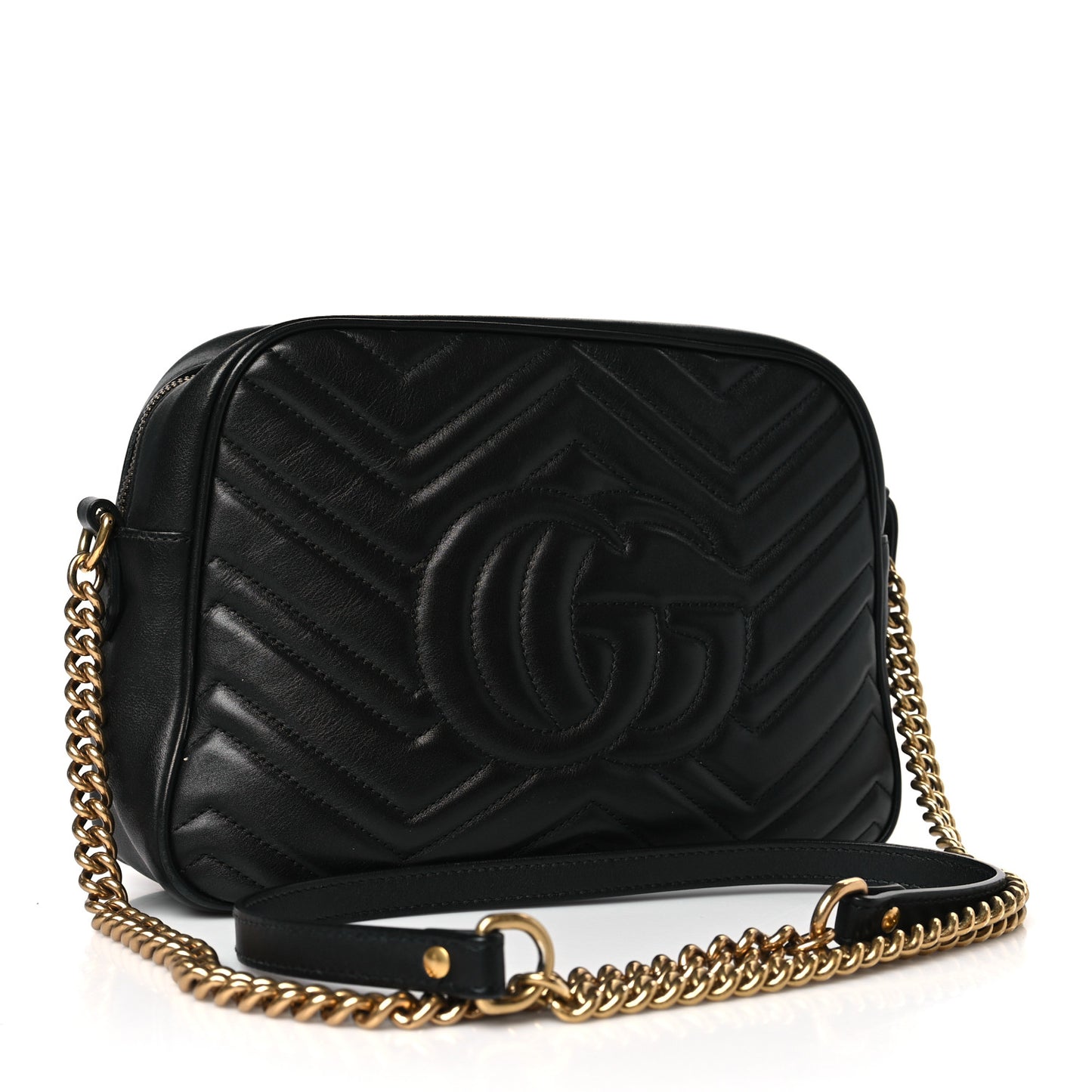 Calfskin Matelasse Medium GG Marmont Chain Shoulder Bag Black