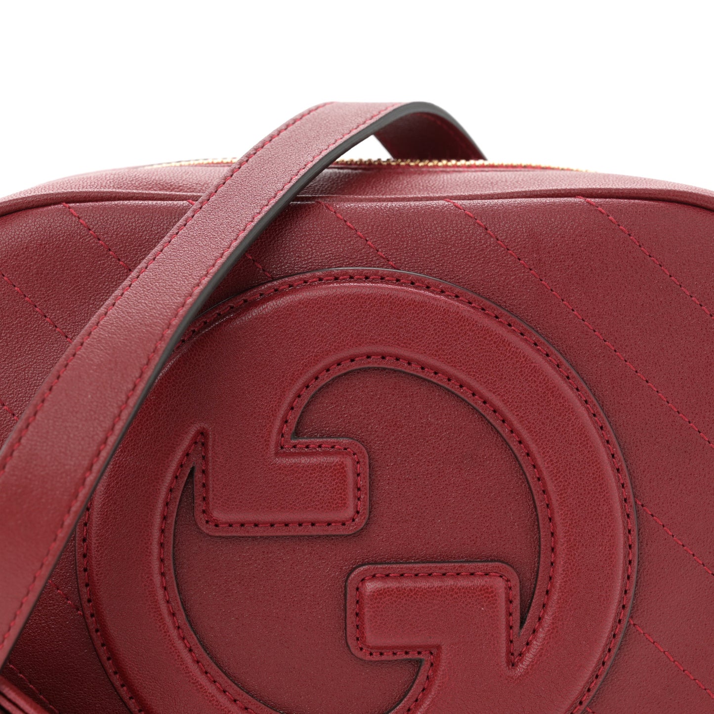 Sakai Be Green Calfskin Diagonal Stitched Small Blondie Shoulder Bag Rosso