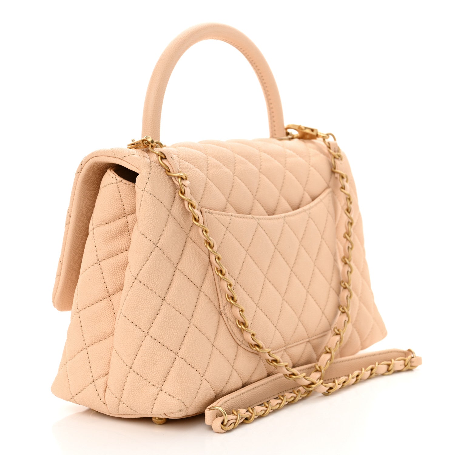 Chanel Caviar Quilted Small Coco Handle Flap Beige 3 of 11