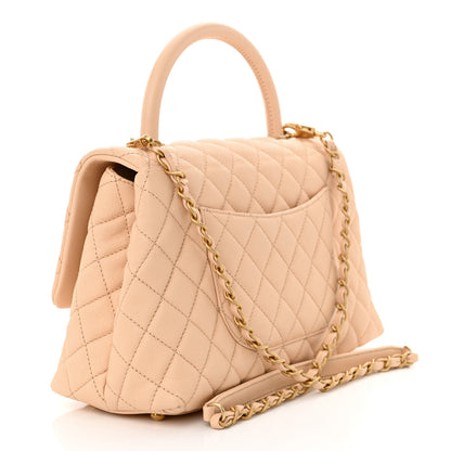Chanel Caviar Quilted Small Coco Handle Flap Beige 3 of 11