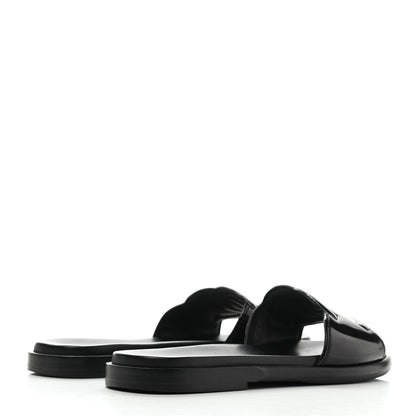 Chanel Patent CC Slide Sandals 38.5 Black 4 of 13