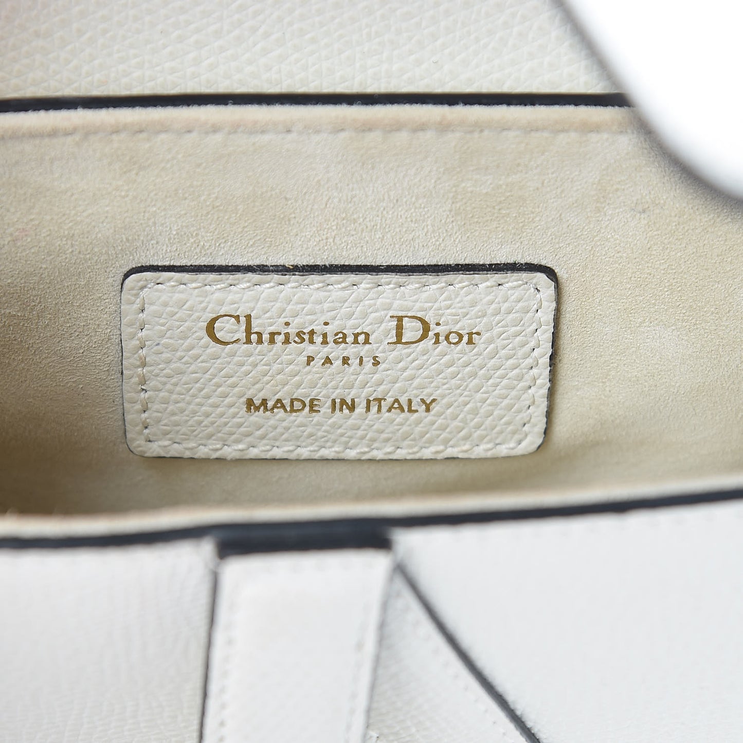 Grained Calfskin Mini Saddle Bag White