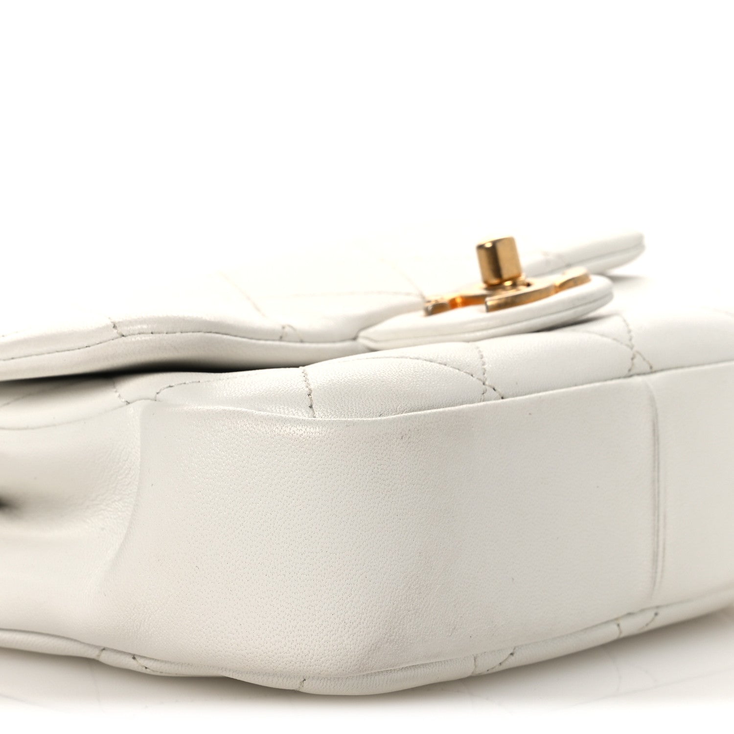 Chanel Lambskin Quilted Small Circular Handle Bag White 9 of 14