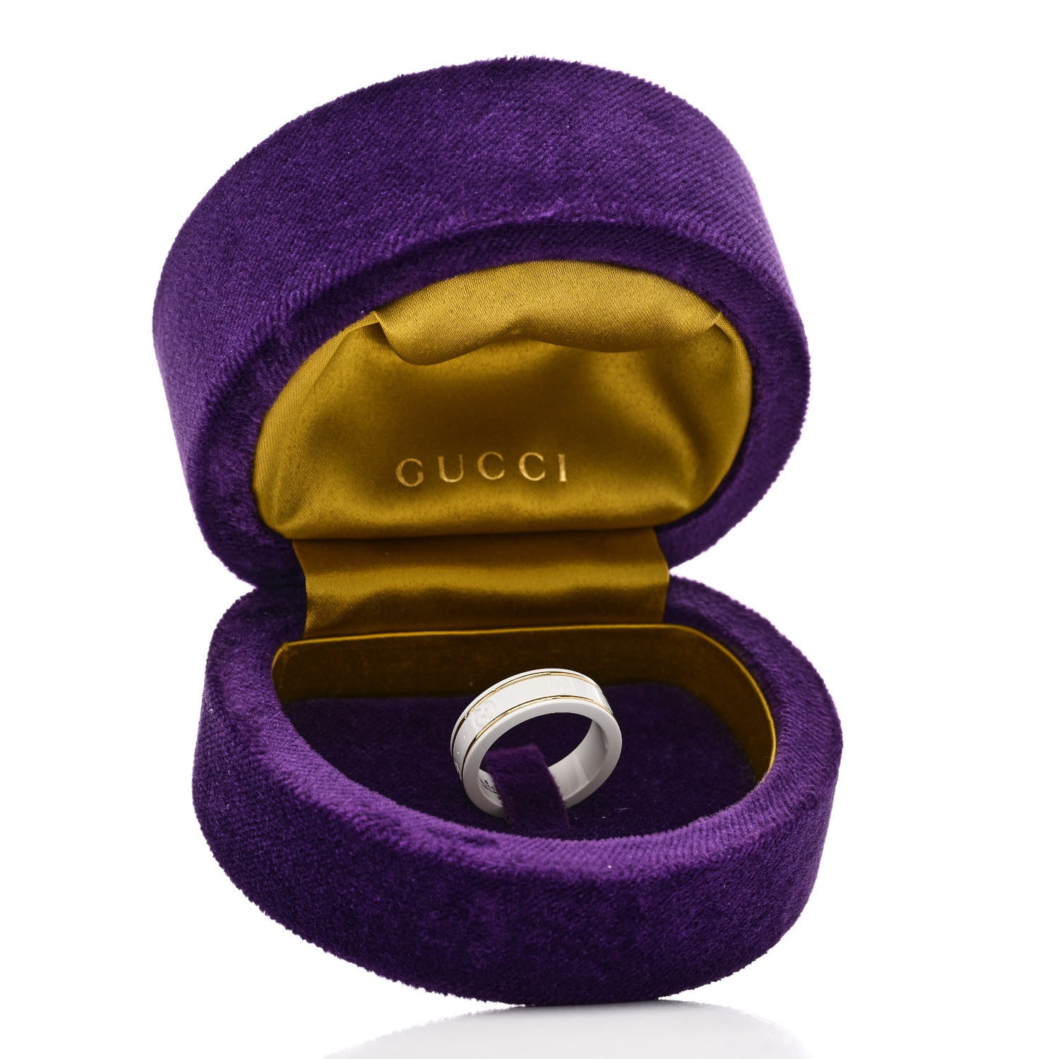 Gucci 18K Yellow Gold Zirconia 7mm Icon Band Ring 59 8.75 White 7 of 7
