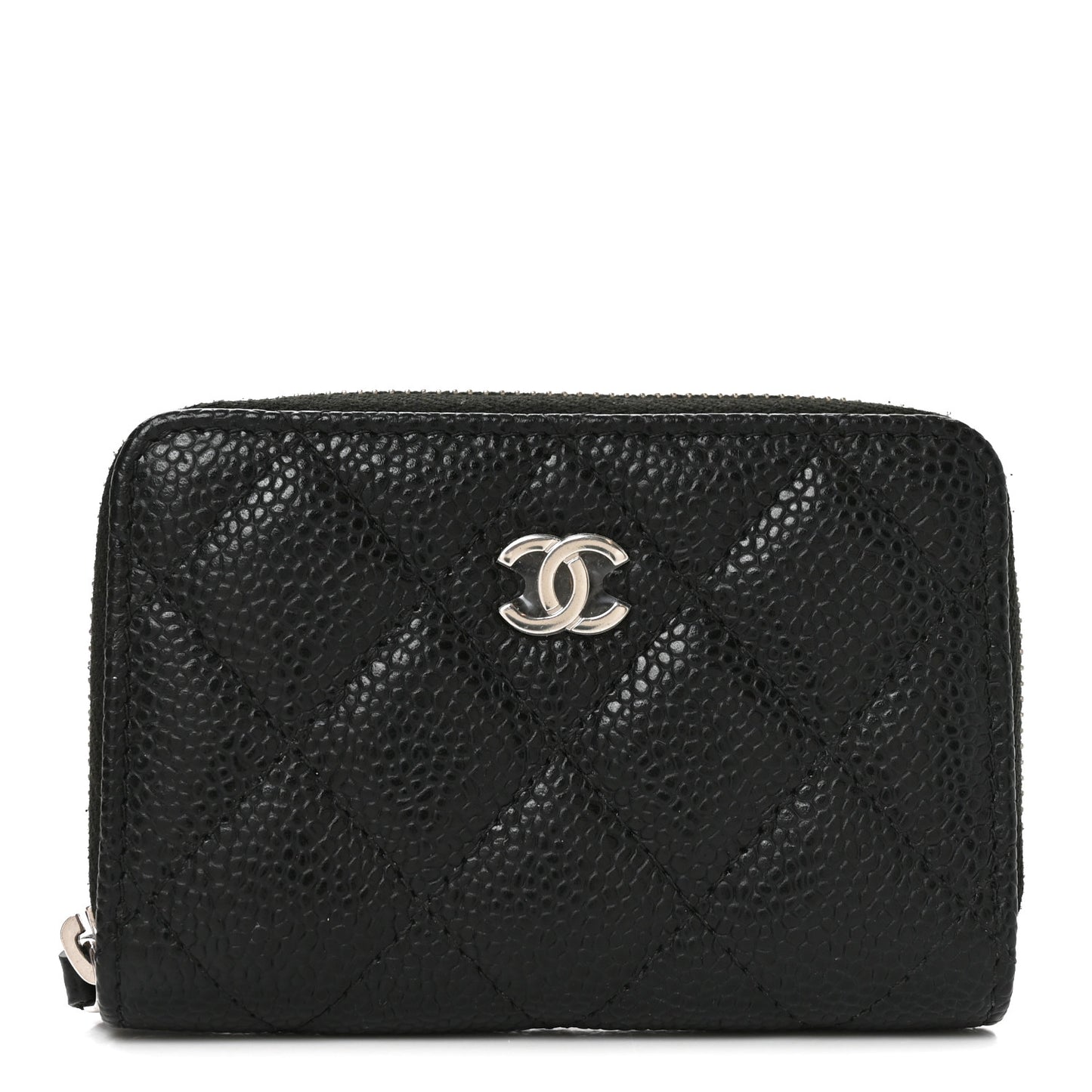 Caviar Quilted Zip Coin Purse Black
