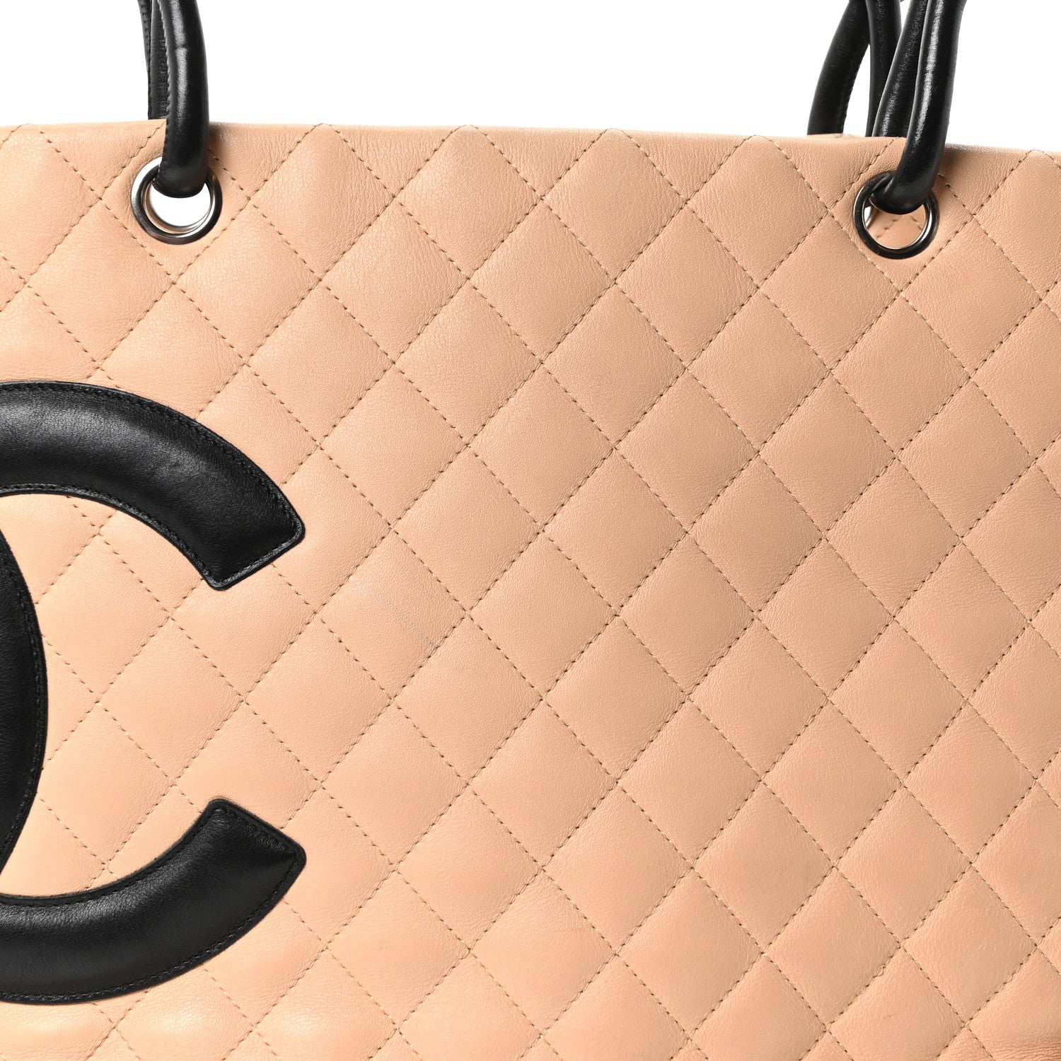 Chanel Calfskin Quilted Large Cambon Tote Beige Black 8 of 10