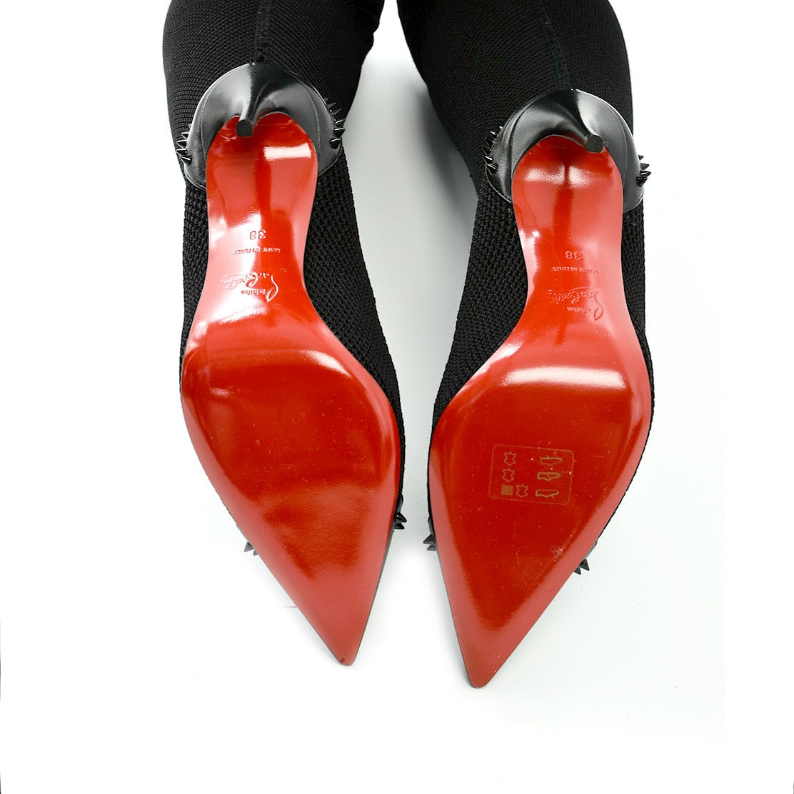 Fabric Souricette 100 Spiked Tall Sock Boots 38 Black