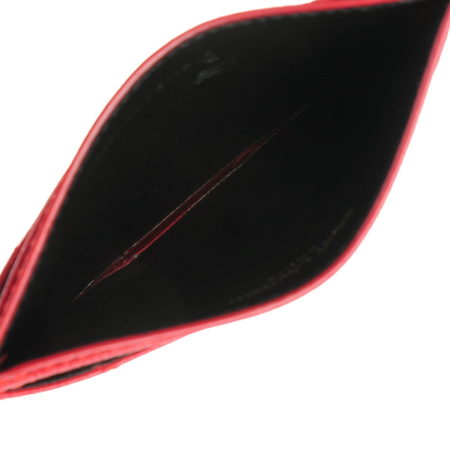 Saint Laurent Grain De Poudre Matelasse Chevron Monogram Credit Card Case New Red 5 of 7