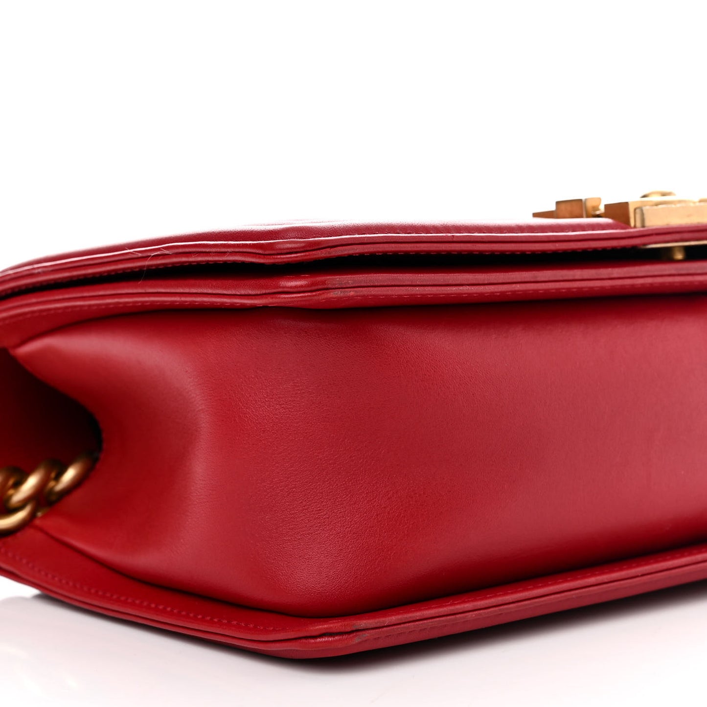 Calfskin Medium Boy Logo Top Handle Flap Red