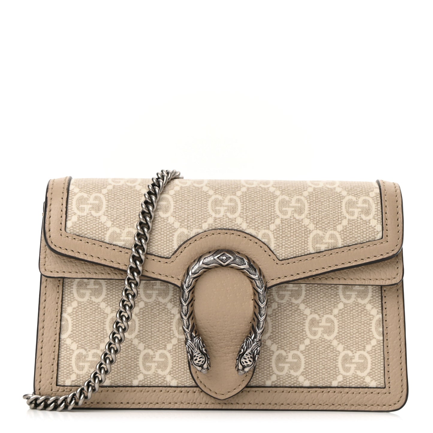 GG Supreme Monogram Textured Dollar Calfskin Super Mini Dionysus Shoulder Bag Beige Mystic White Oatmeal