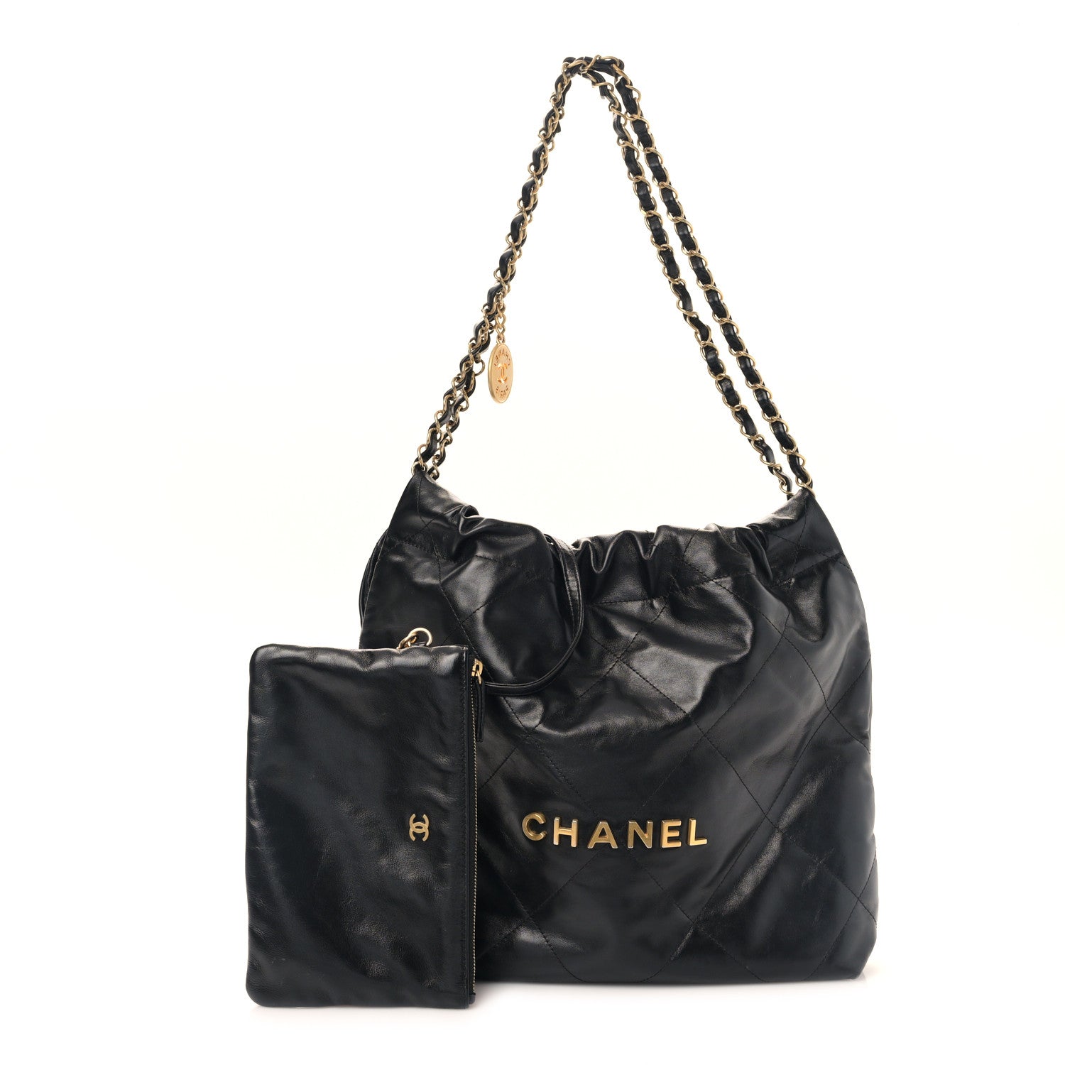 Chanel Shiny Calfskin Quilted Small Chanel 22 Black 1 of 10
