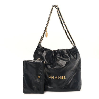 Chanel Shiny Calfskin Quilted Small Chanel 22 Black 1 of 10