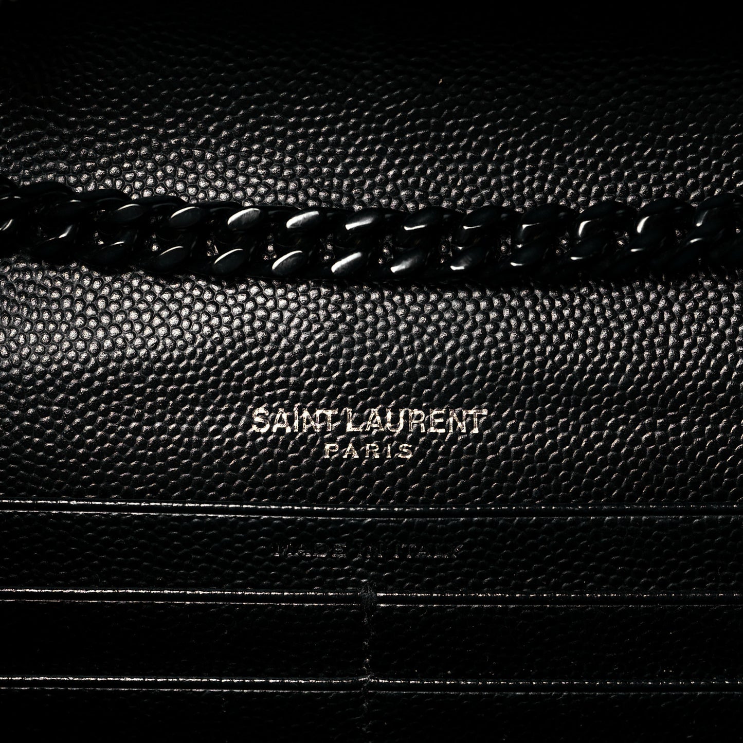 Grain De Poudre Matelasse Chevron Monogram Chain Wallet Black