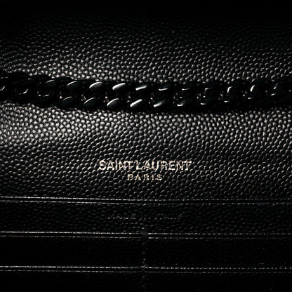 Saint Laurent Grain De Poudre Matelasse Chevron Monogram Chain Wallet Black 5 of 11