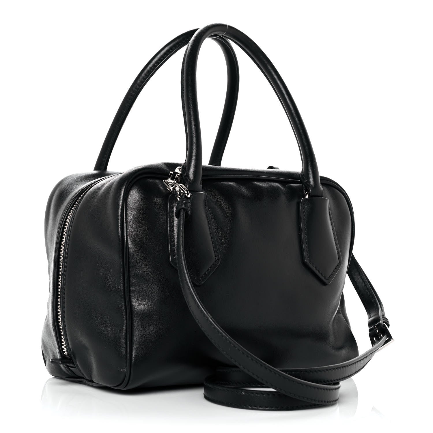 Prada Soft Calf Small Inside Tote Black Mughetto 2 of 9
