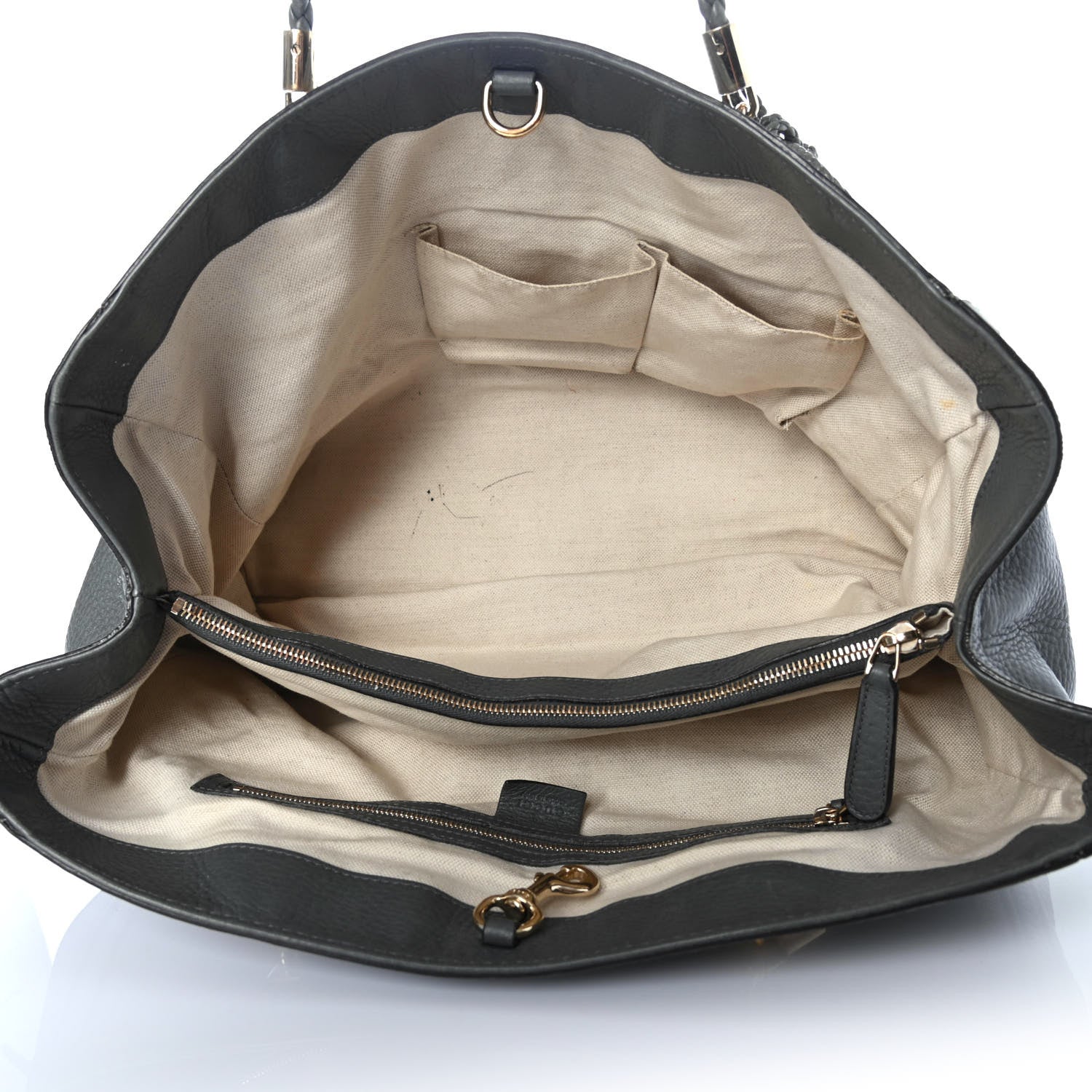 Gucci Pebbled Calfskin Medium Bella Tote Grey 4 of 5