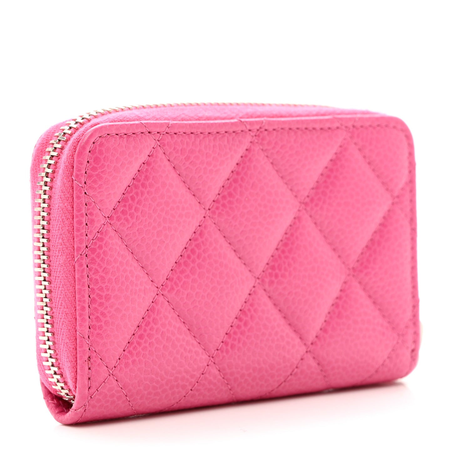 Caviar Quilted Zip Coin Purse Pink