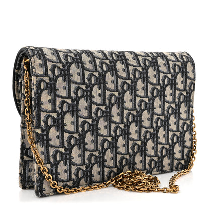 Christian Dior Oblique Saddle Chain Pouch Blue 3 of 12