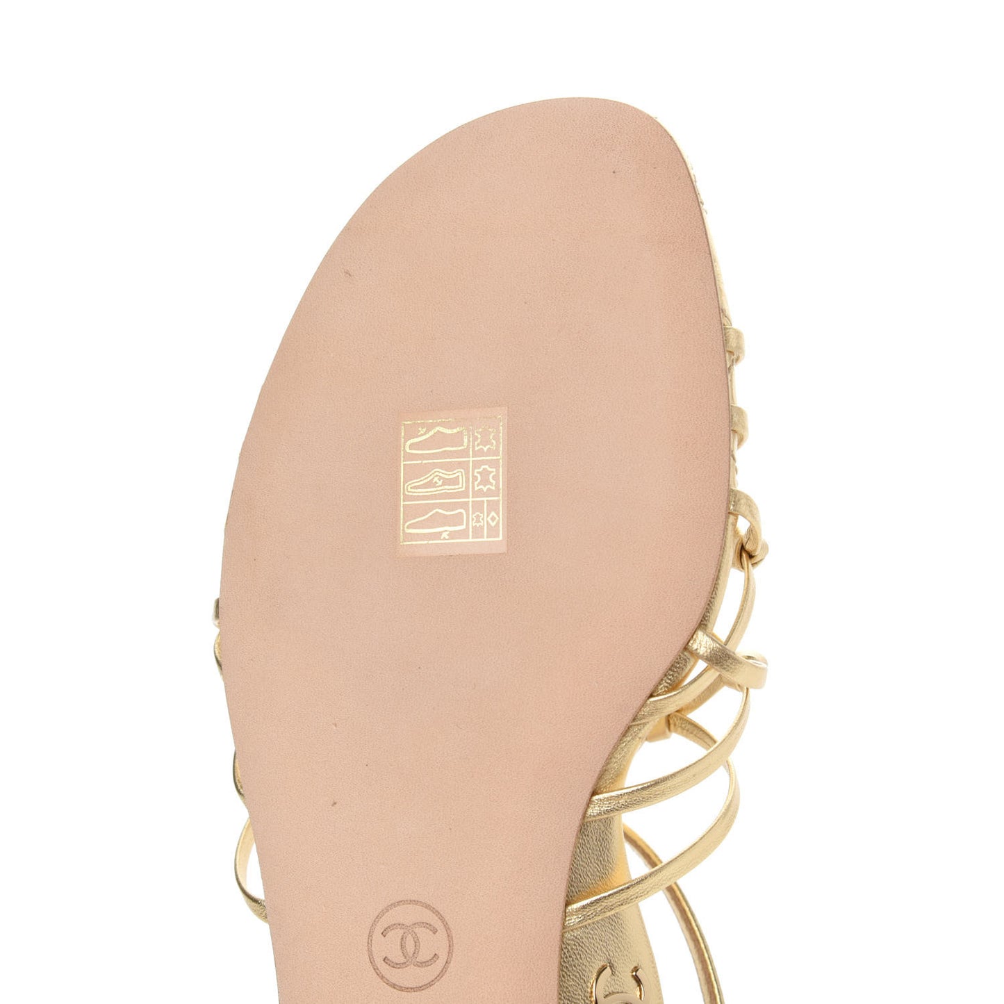 Laminated Lambskin CC Sandals 39.5 Gold