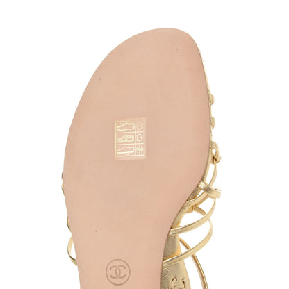 Chanel Laminated Lambskin CC Sandals 39.5 Gold 26 of 30