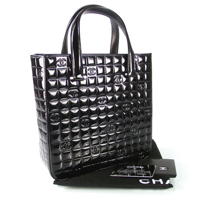 Chanel Patent Chocolate Bar Quilted Tote Black 3 of 9