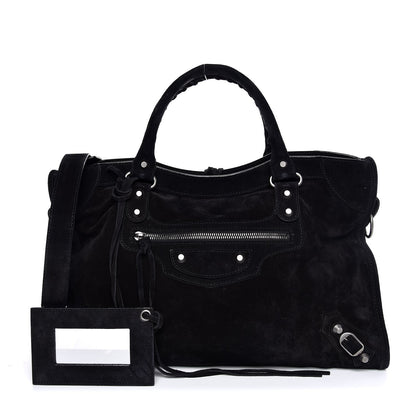 Balenciaga Baby Daim Suede Classic Silver Hardware City Black 1 of 8