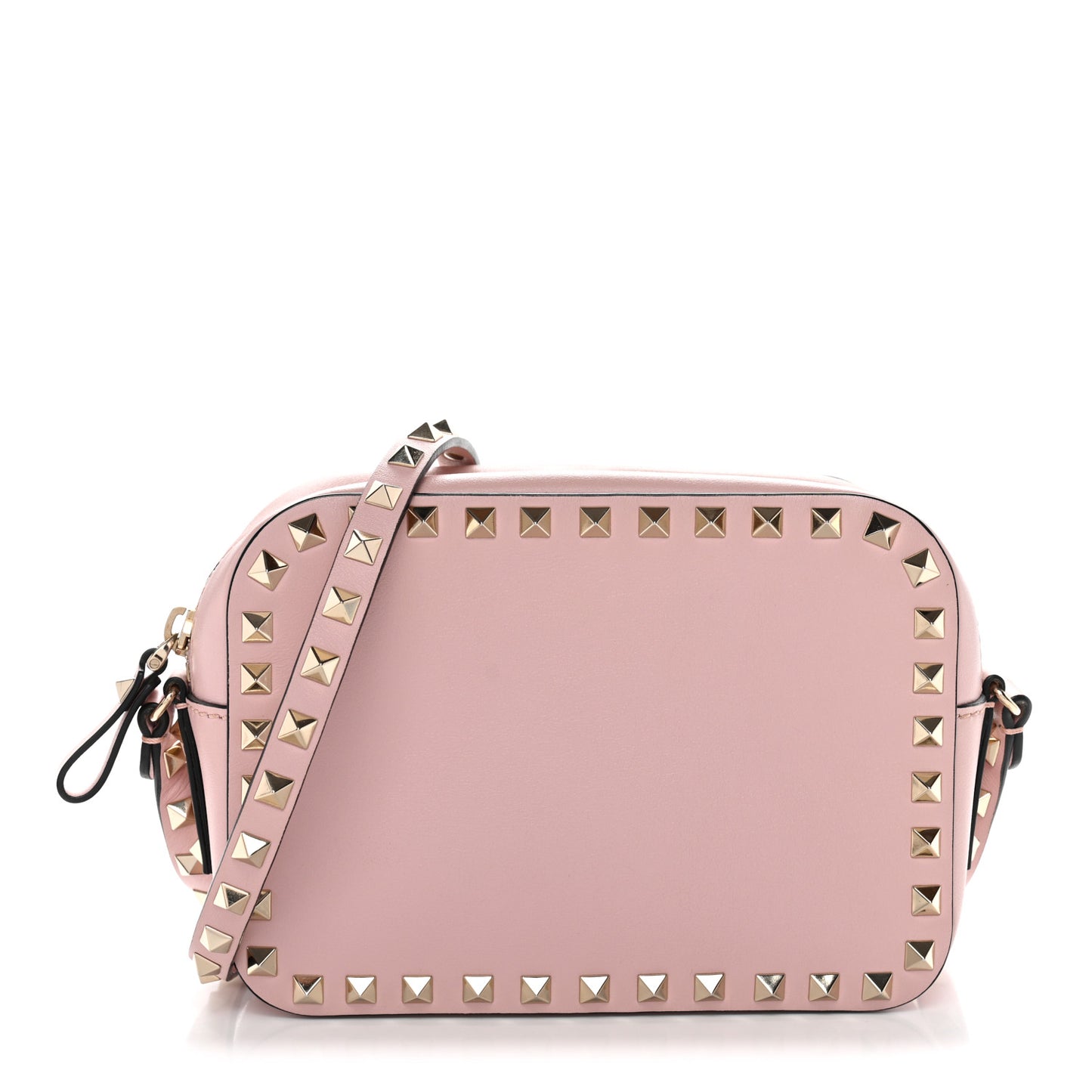 Calfskin Rockstud Camera Crossbody Bag Water Rose
