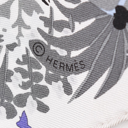 Hermes Silk Dans Un Jardin Anglais Scarf 90 White Ciel Black 5 of 5
