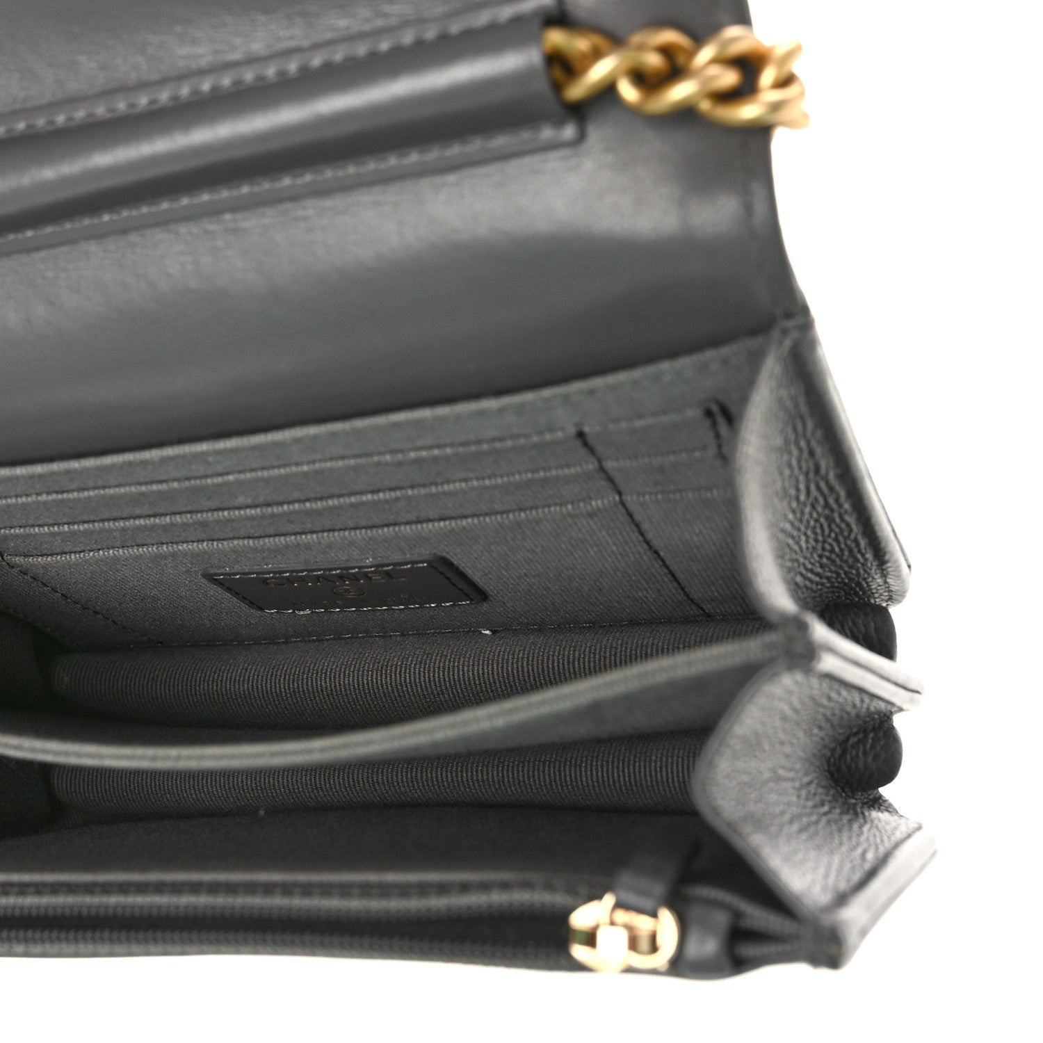 Chanel Caviar Quilted Mini Boy Wallet On Chain WOC Dark Gray 5 of 9