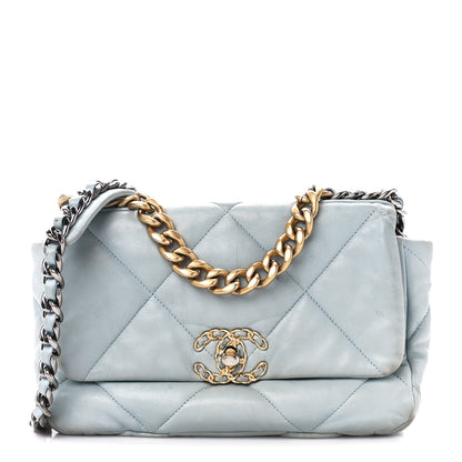 Chanel Lambskin Quilted Medium Chanel 19 Flap Light Blue 1 of 12