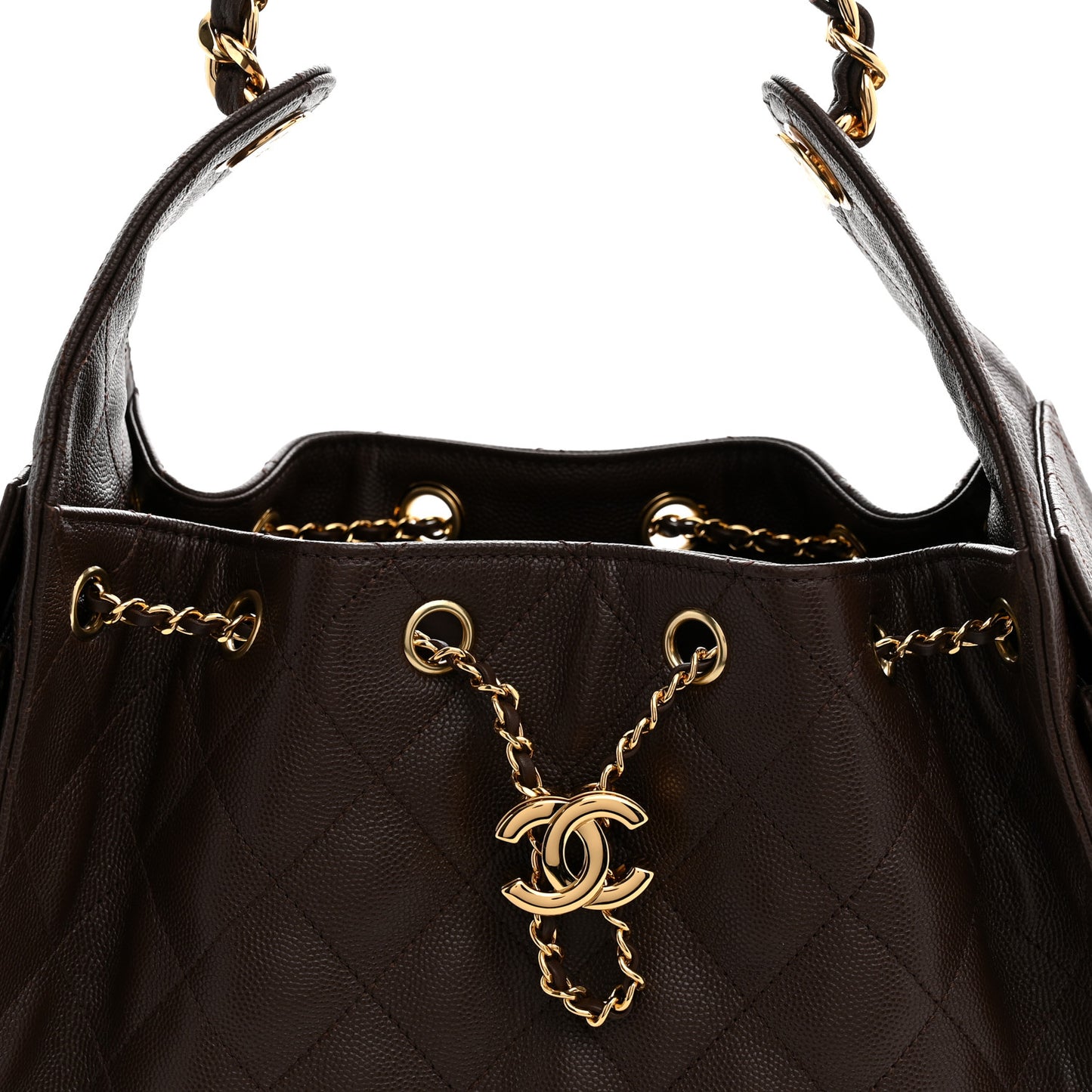 Caviar Quilted Small Chanel 25 Handbag Dark Brown