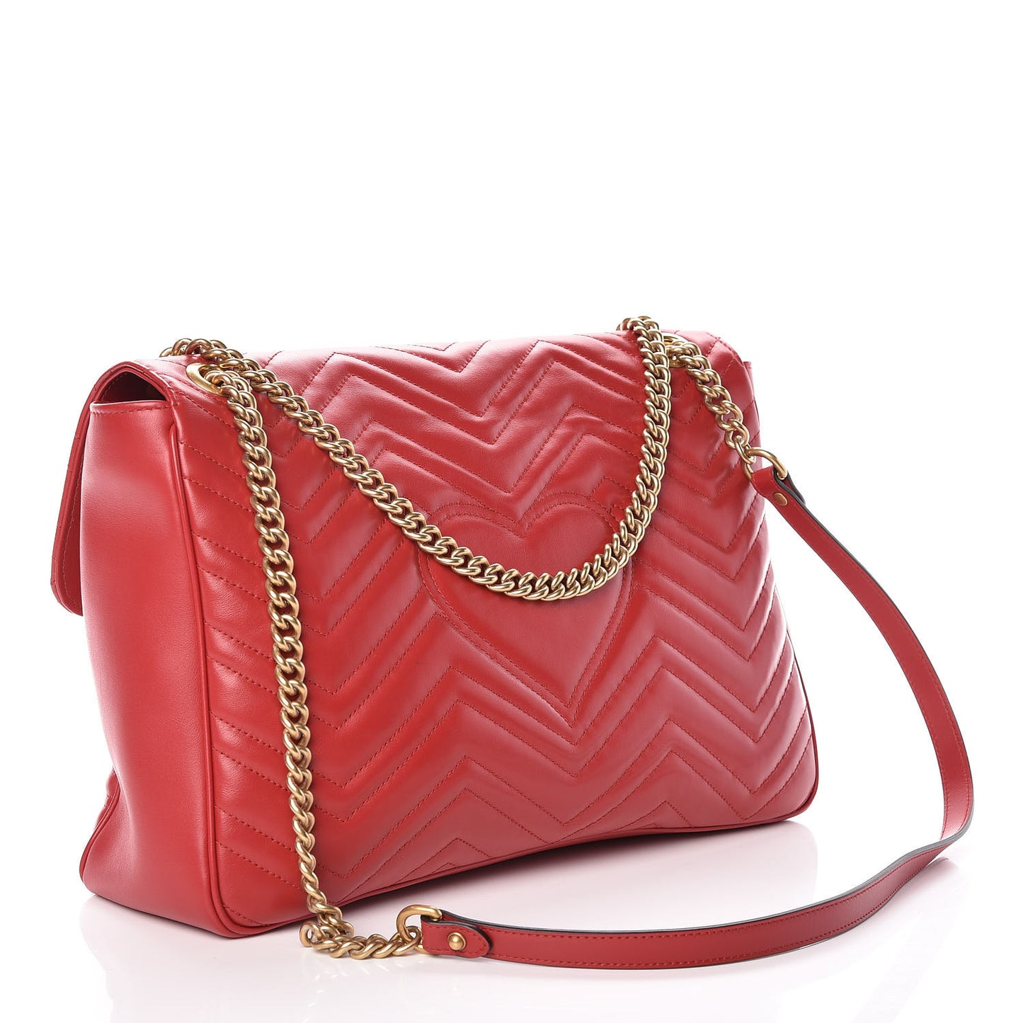 Calfskin Matelasse Large GG Marmont Shoulder Bag Hibiscus Red