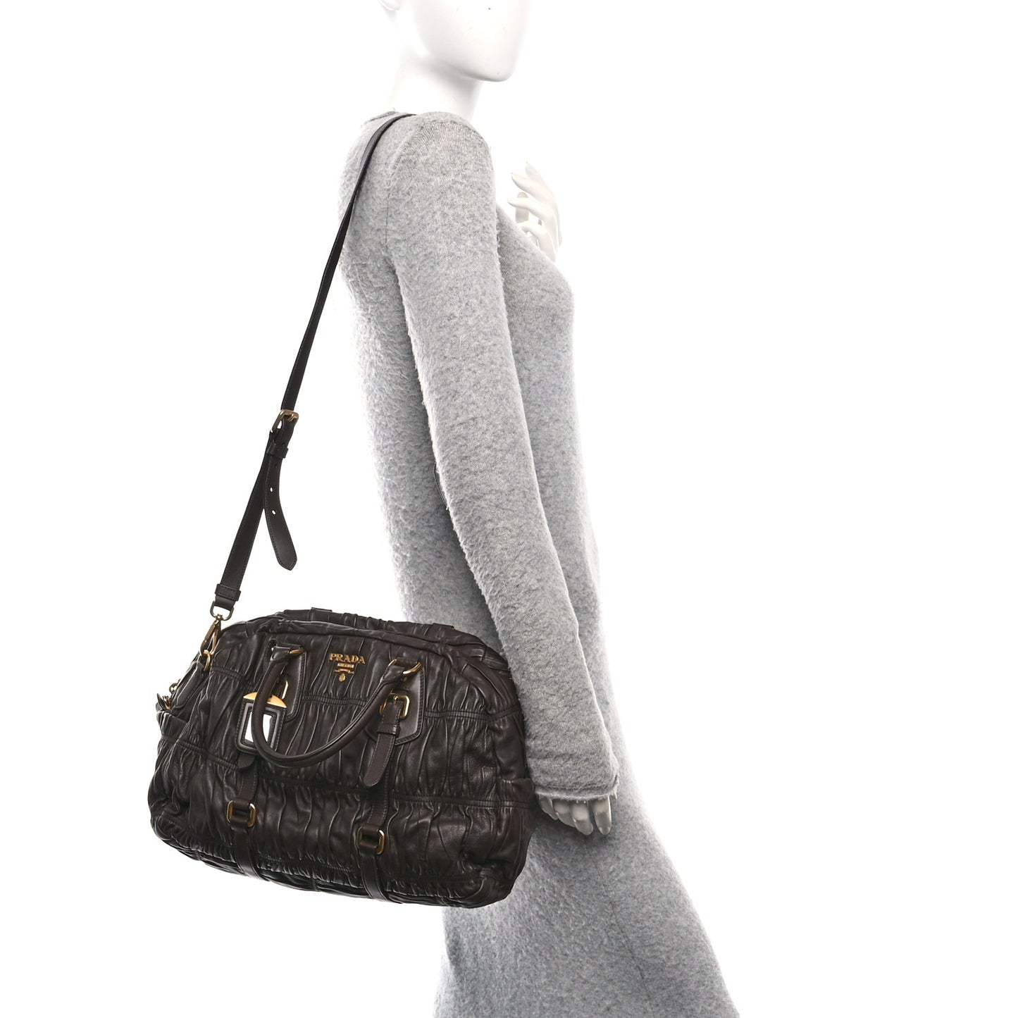 Nappa Gaufre Dome Satchel Caffe