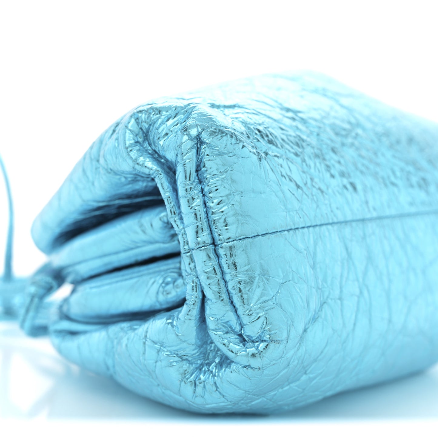 Metallic Crushed Calfskin The Mini Pouch Sky Blue