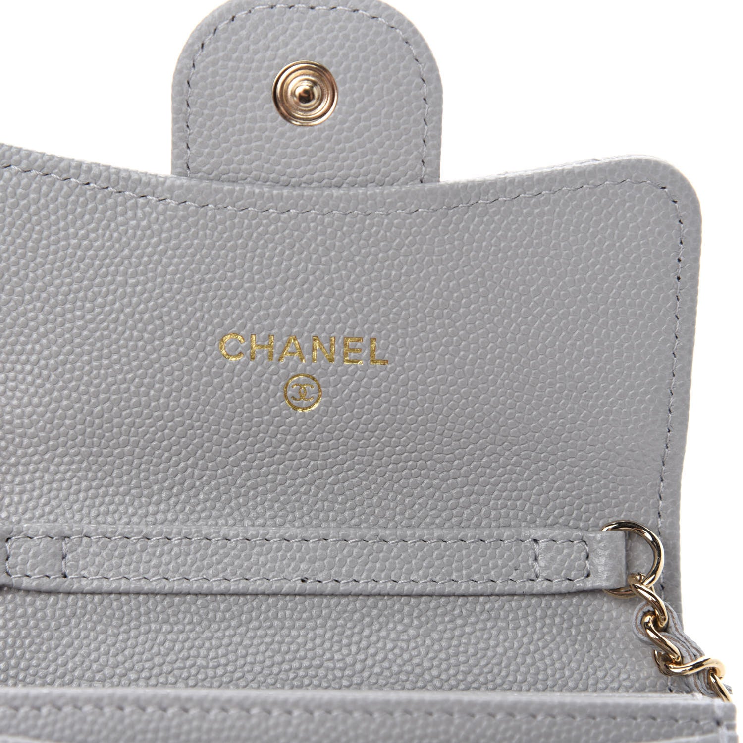 Chanel Caviar Quilted Flap Card Holder On Chain Grey 8 of 12