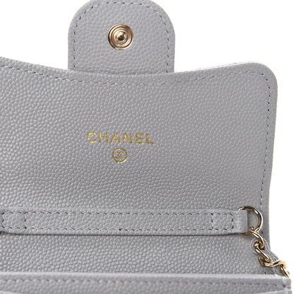 Chanel Caviar Quilted Flap Card Holder On Chain Grey 8 of 12