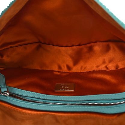 Fendi Rolling Stone Vitello Seta Bead Embroidered Re-Edition Baguette Spring Turquoise 5 of 9