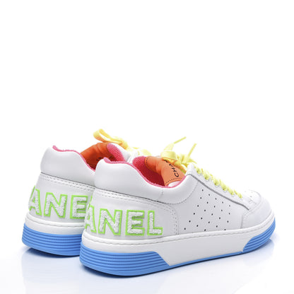 Chanel Calfskin Womens Logo Sneakers 39 White Multicolor 4 of 11