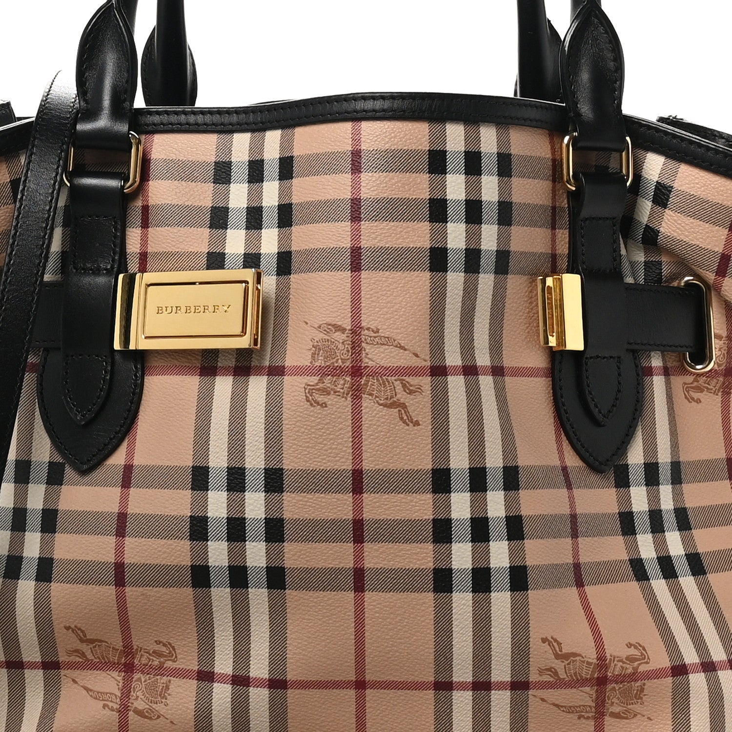 Burberry Haymarket Check Medium Golderton Tote Black 7 of 9