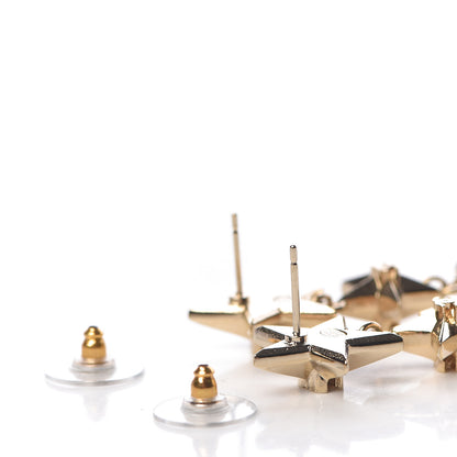 Chanel Metal CC Triple Star Drop Earrings Gold 3 of 4
