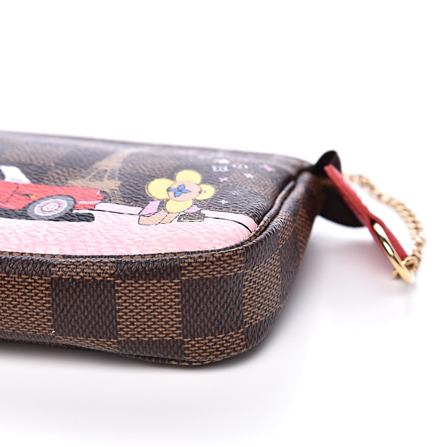 Louis Vuitton Damier Ebene 2019 Christmas Animation Mini Pochette Accessories Red 9 of 10