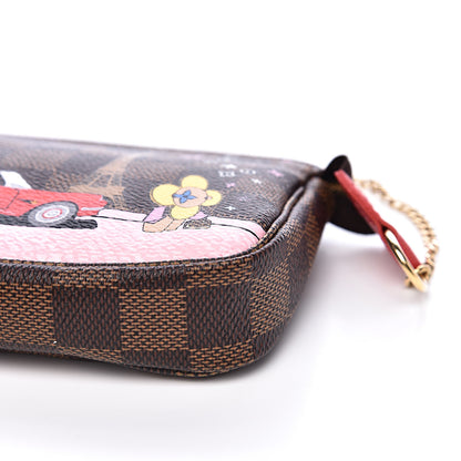 Louis Vuitton Damier Ebene 2019 Christmas Animation Mini Pochette Accessories Red 9 of 10