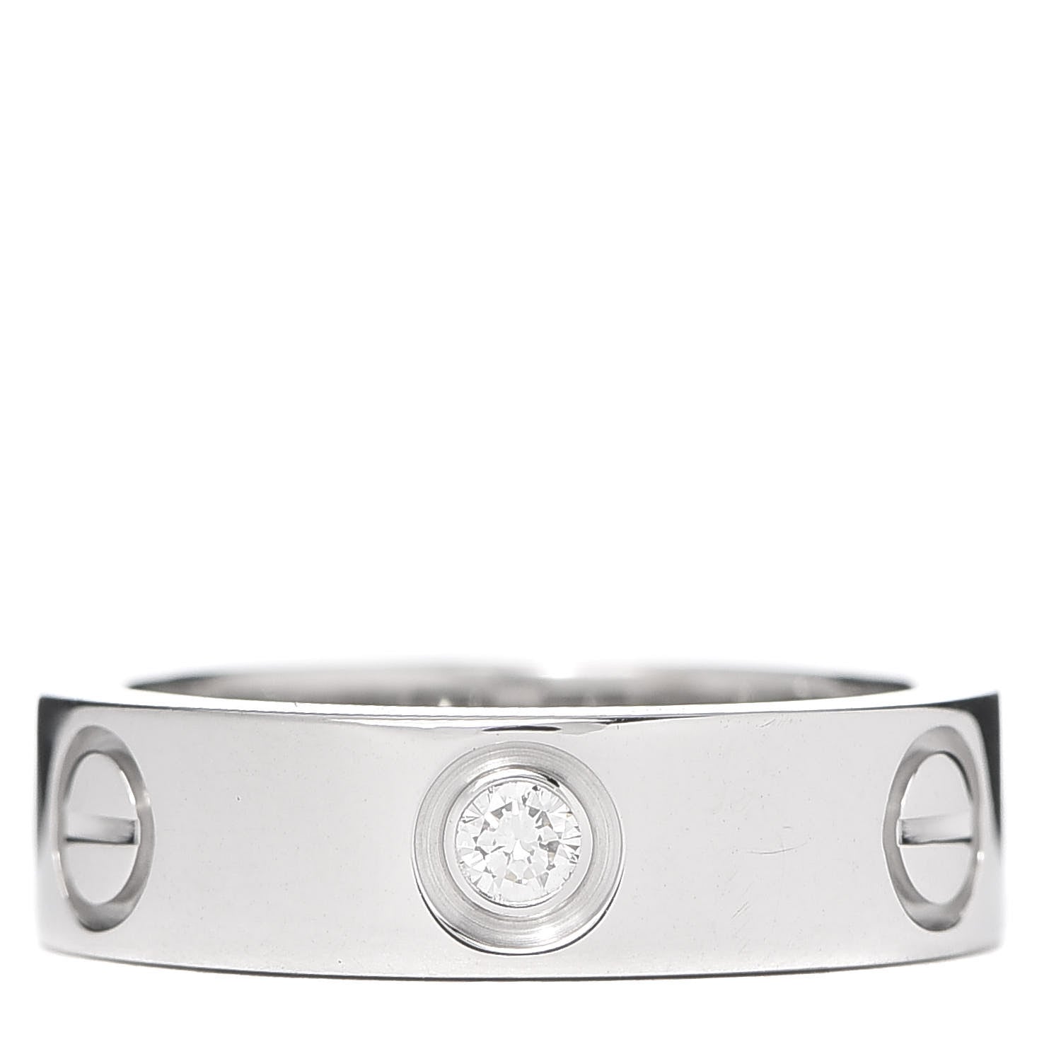 Cartier 18K White Gold 3 Diamond 5.5mm LOVE Ring 51 5.75 1 of 4