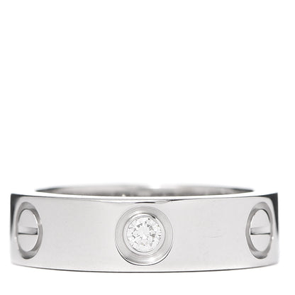 Cartier 18K White Gold 3 Diamond 5.5mm LOVE Ring 51 5.75 1 of 4